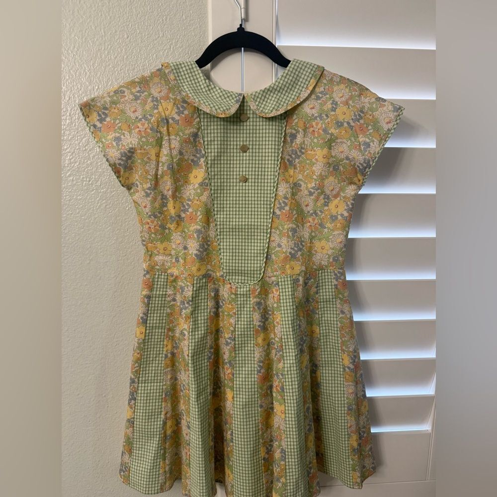 Brand New Gucci Kids Dress With Floral And Checkered Patterns Size 10